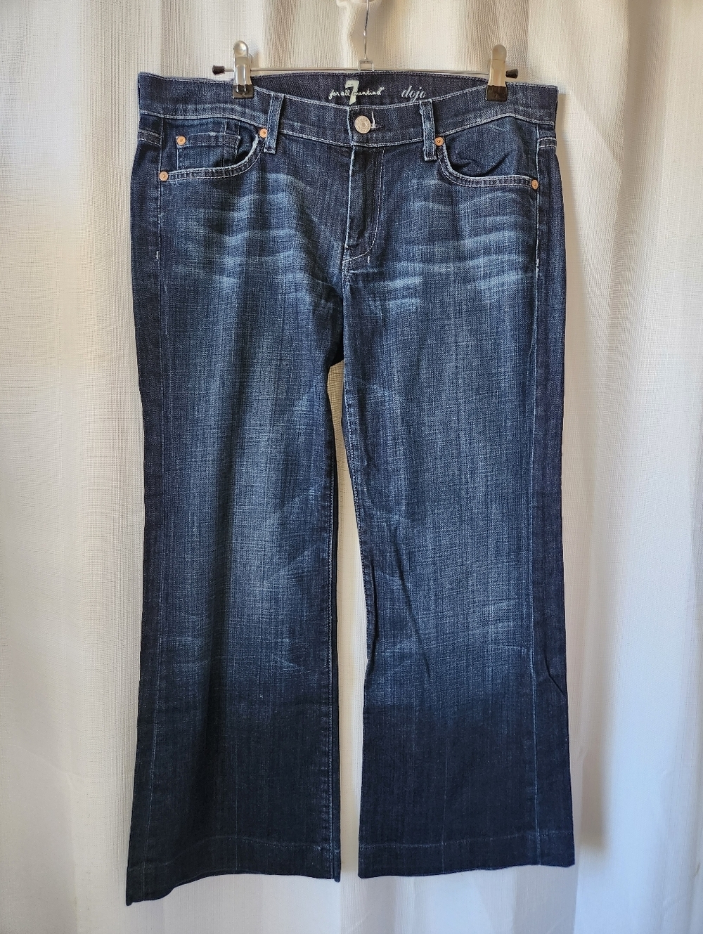 7 For All Mankind Dojo Dark Blue Wide Leg Jeans Size 32